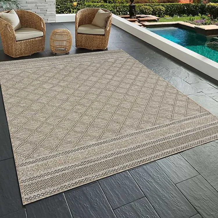 Outdoor Rugs-Kirklands Home Diamond Lattice Indoor/Outdoor Rug, 8x10 Brown