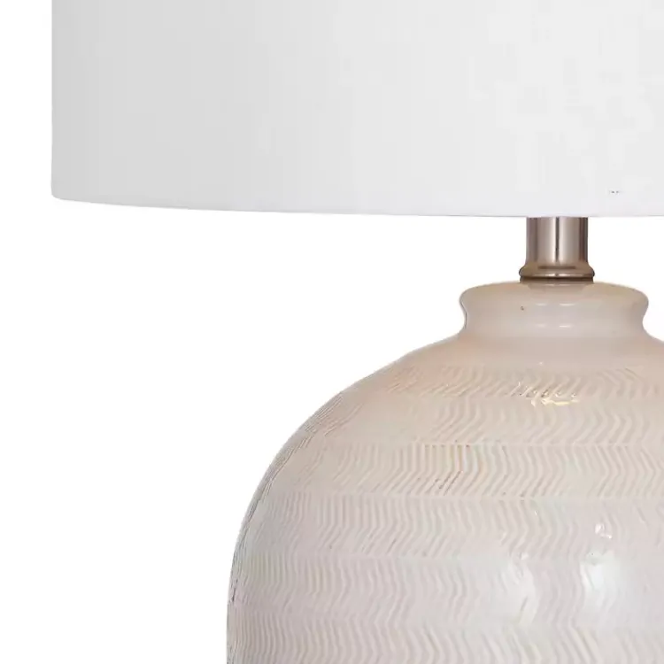 Table Lamps-Kirklands Home Ivory Chevron Ceramic Table Lamp White