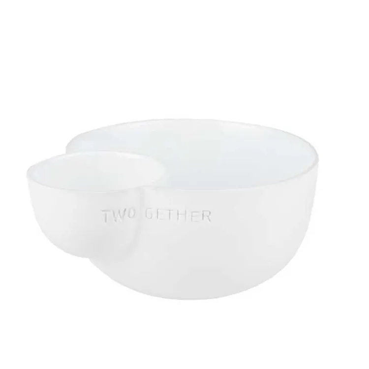 Serving & Entertaining-Kirklands Home Two Gether Porcelain Chip & Dip Bowl White