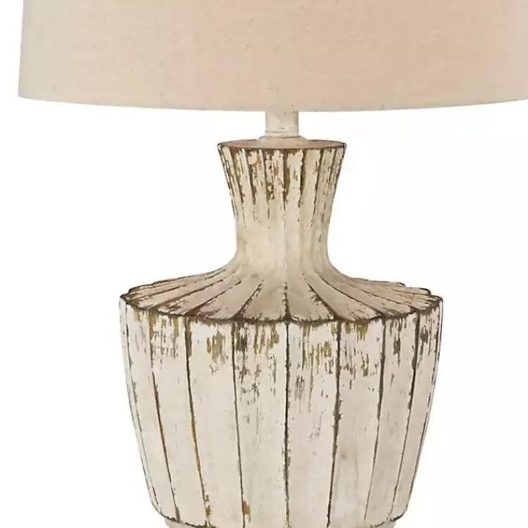 Table Lamps-Kirklands Home Distressed Cream Jada Table Lamp Tan
