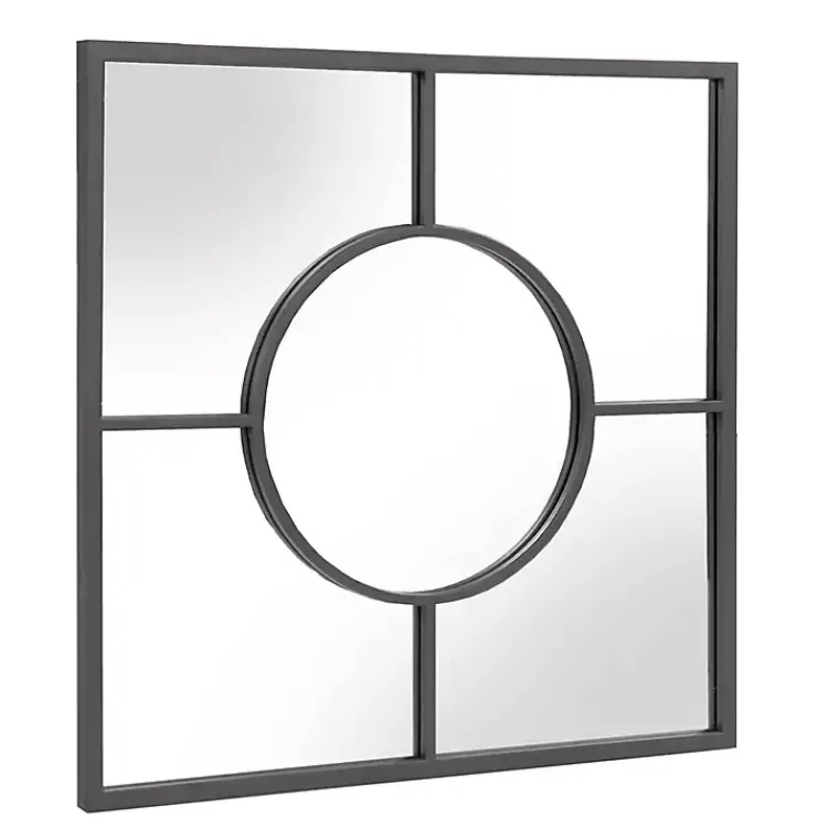 Decorative Mirrors-Kirklands Home Graphite Metal Geometric Square Wall Mirror