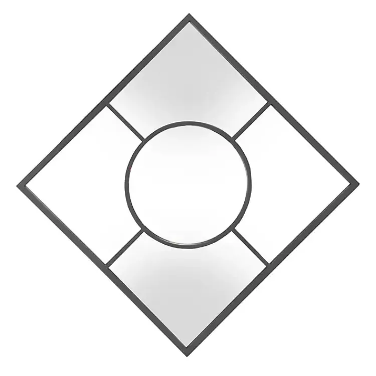 Decorative Mirrors-Kirklands Home Graphite Metal Geometric Square Wall Mirror