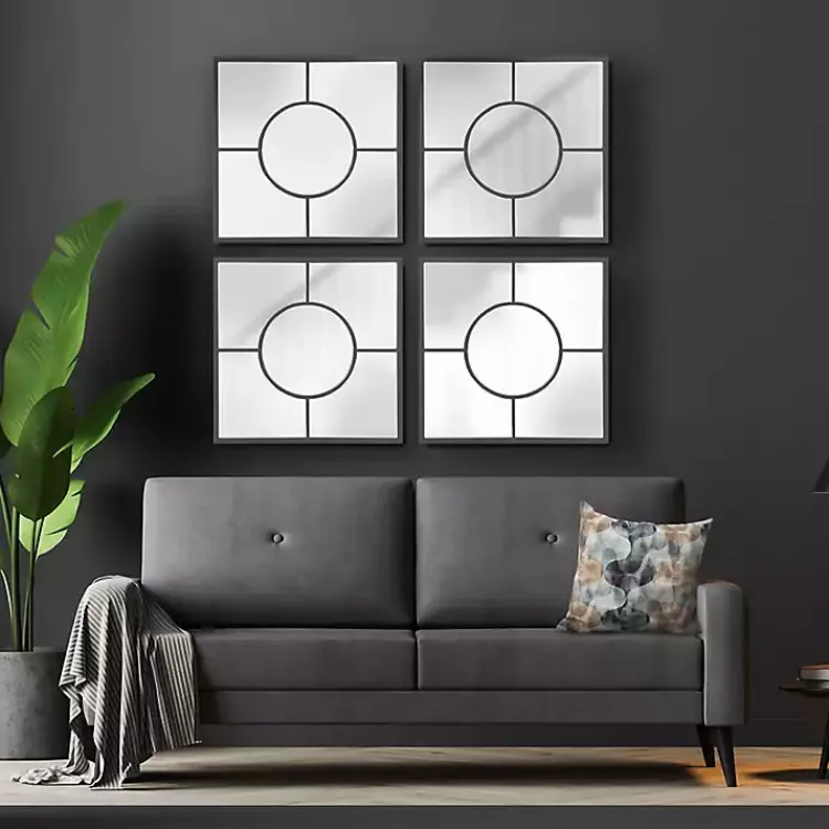 Decorative Mirrors-Kirklands Home Graphite Metal Geometric Square Wall Mirror