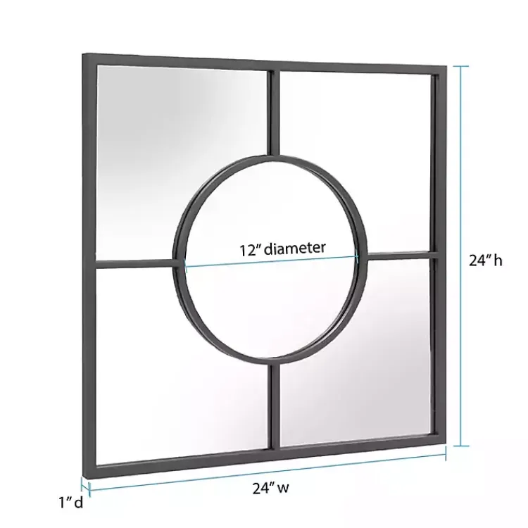 Decorative Mirrors-Kirklands Home Graphite Metal Geometric Square Wall Mirror