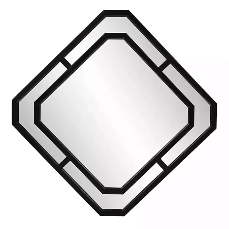 Decorative Mirrors-Kirklands Home Matte Black Geometric Square Wall Mirror