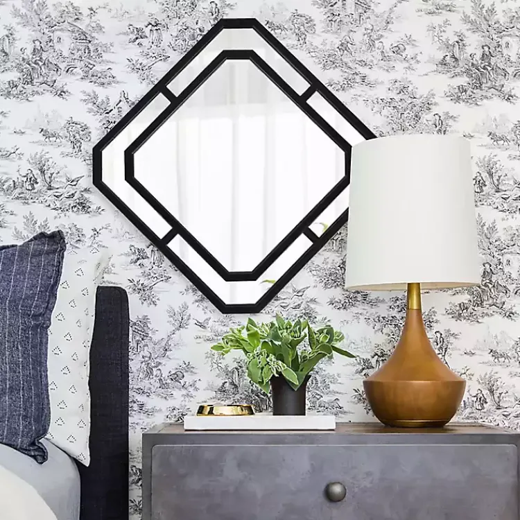 Decorative Mirrors-Kirklands Home Matte Black Geometric Square Wall Mirror