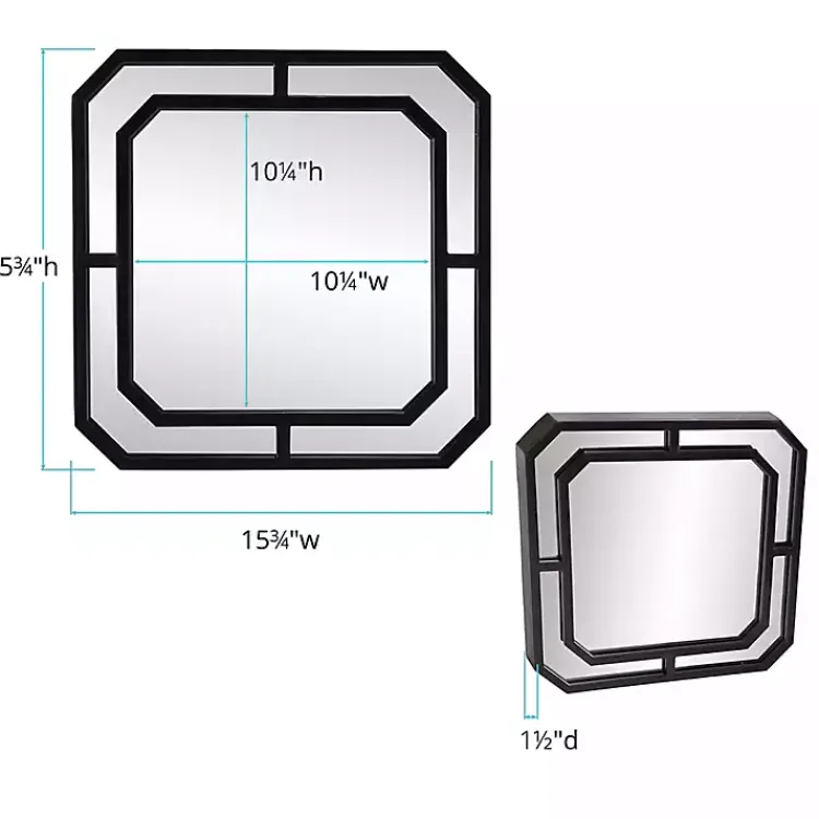 Decorative Mirrors-Kirklands Home Matte Black Geometric Square Wall Mirror