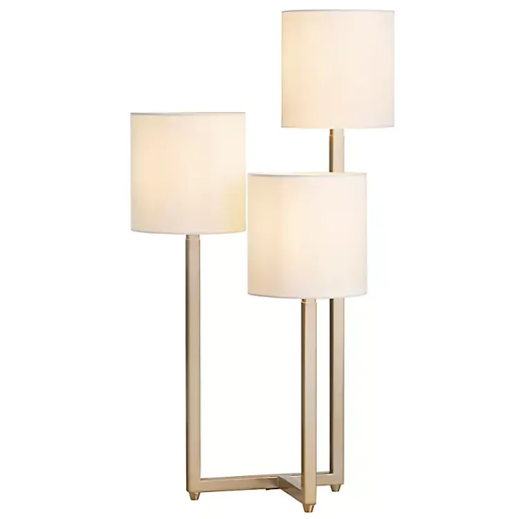 Table Lamps-Kirklands Home Gold Triple Light Table Lamp White