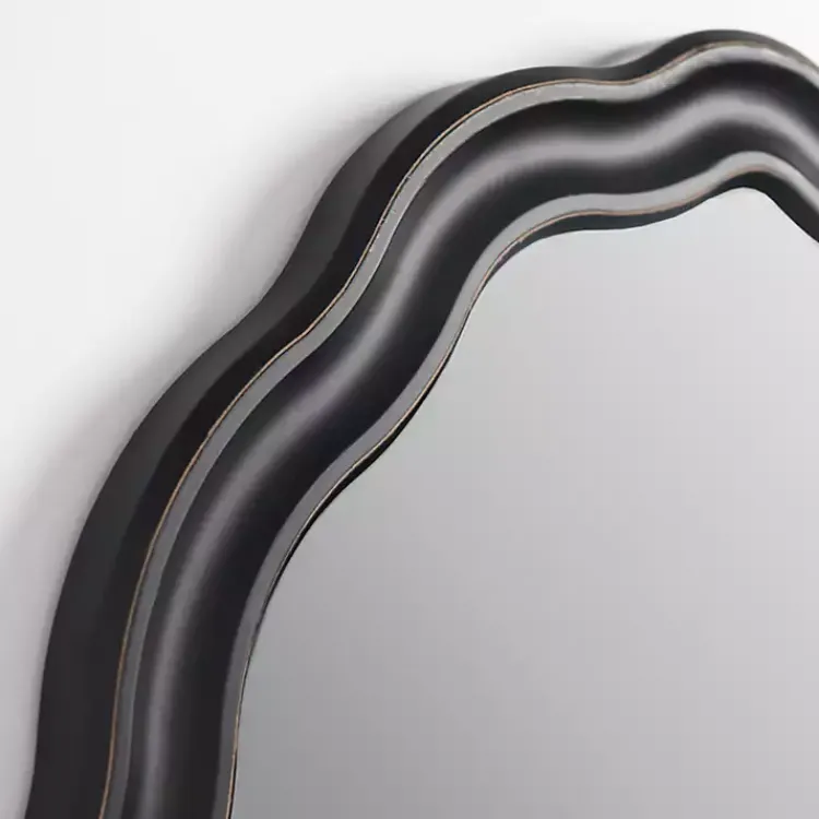 Decorative Mirrors-Kirklands Home Round Catorina Black Wavy Wall Mirror