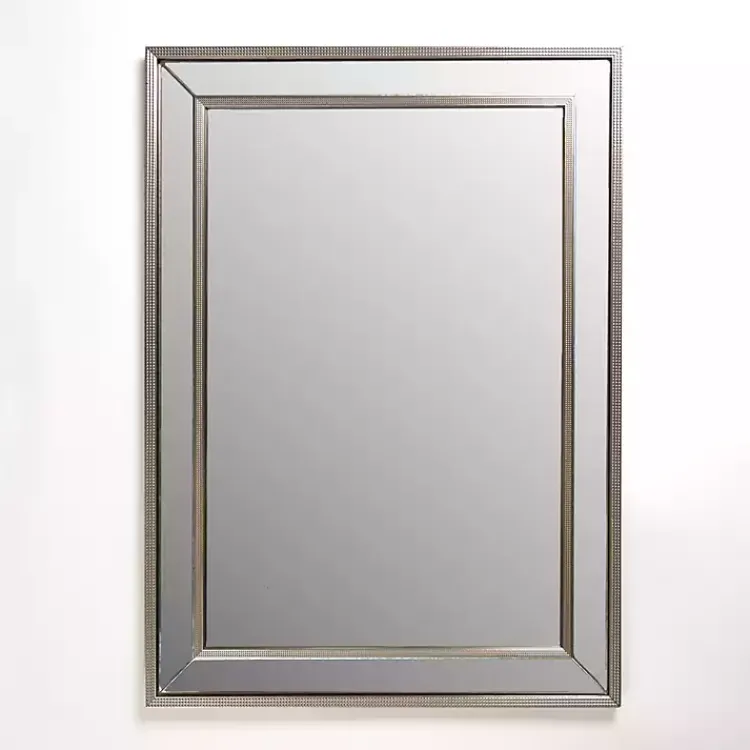 Decorative Mirrors-Kirklands Home Luxe Silver Beaded Wall Mirror