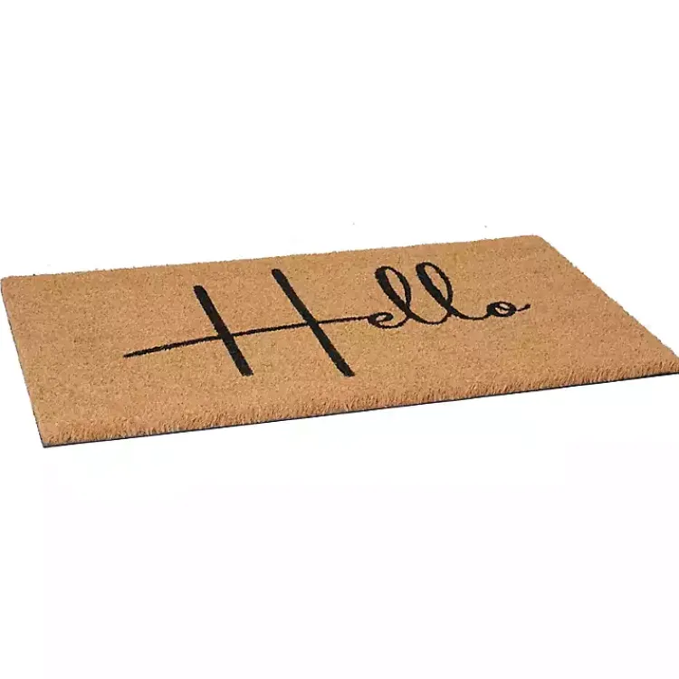 Doormats-Kirklands Home Simple Hello Script Doormat, 48x24 Brown