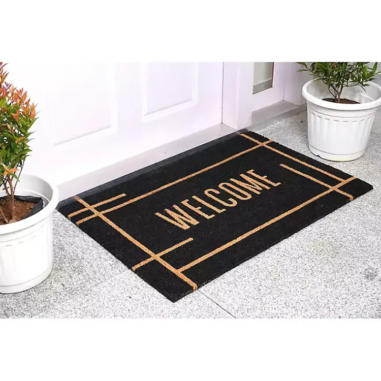 Doormats-Kirklands Home Welcome Linear Doormat Black