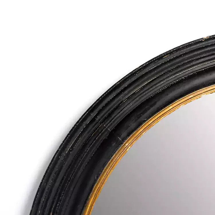 Decorative Mirrors-Kirklands Home Round Bodiford Black and Gold Wall Mirror