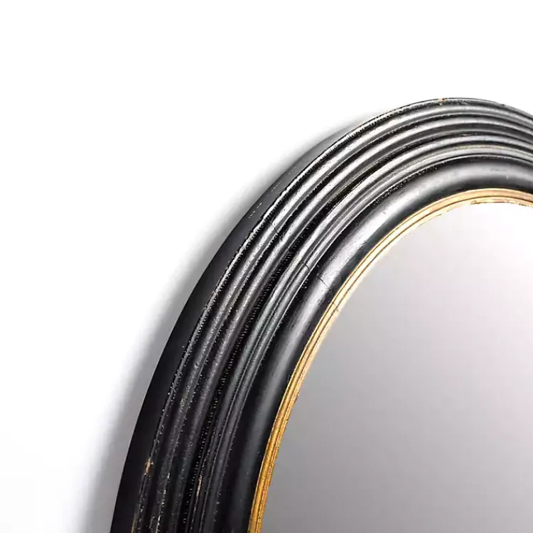 Decorative Mirrors-Kirklands Home Round Bodiford Black and Gold Wall Mirror