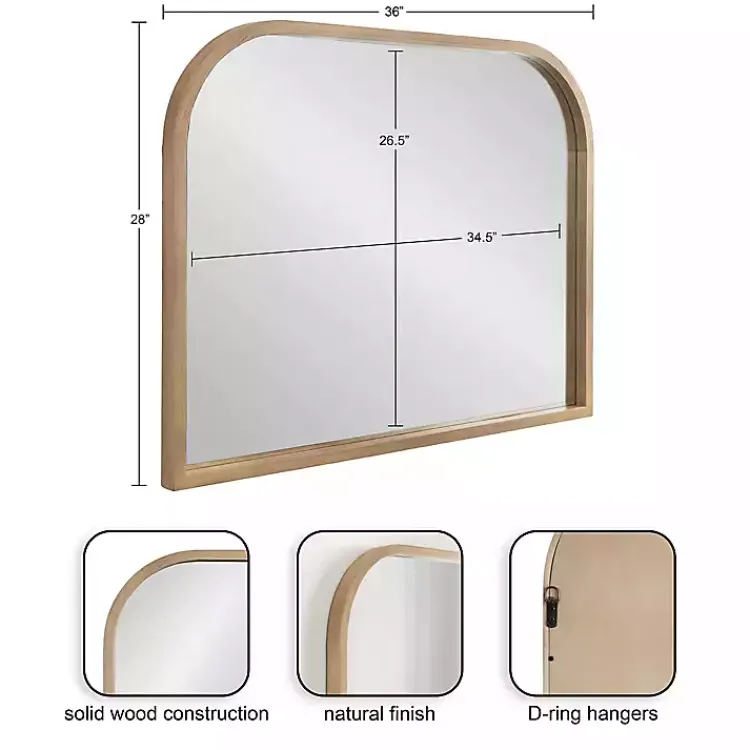 Decorative Mirrors-Kirklands Home Natural Wood Frame Arch Wall Mirror Tan