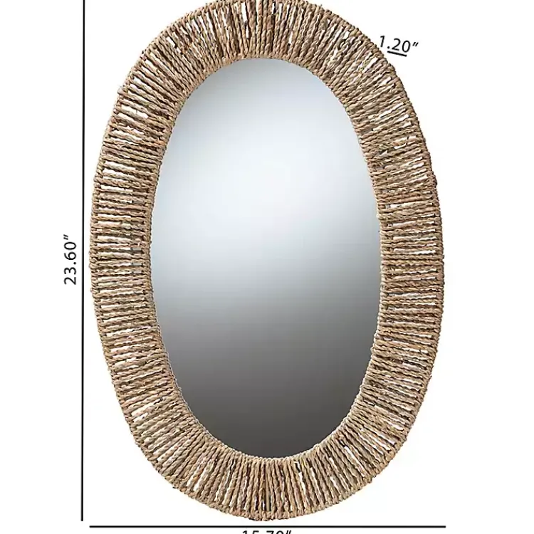 Decorative Mirrors-Kirklands Home Oval Elwyn Seagrass Wall Mirror