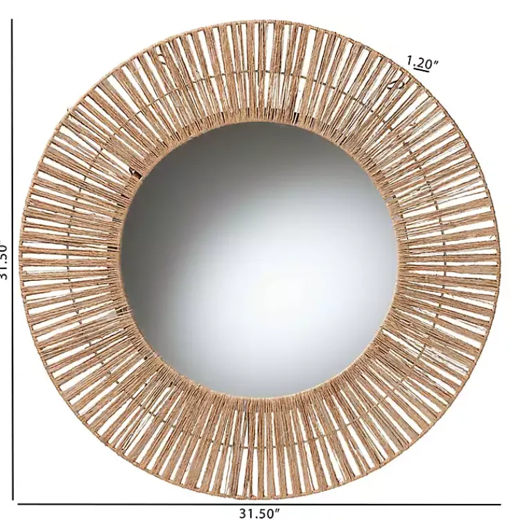 Decorative Mirrors-Kirklands Home Round Geona Metal and Seagrass Wall Mirror