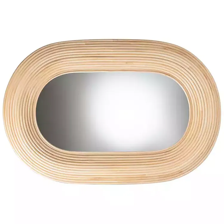Decorative Mirrors-Kirklands Home Natural Rattan Boho Oval Wall Mirror
