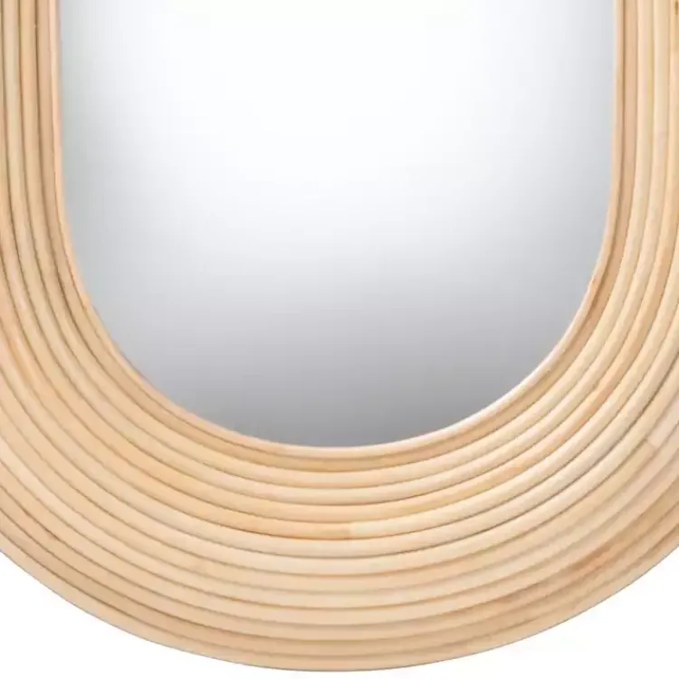 Decorative Mirrors-Kirklands Home Natural Rattan Boho Oval Wall Mirror