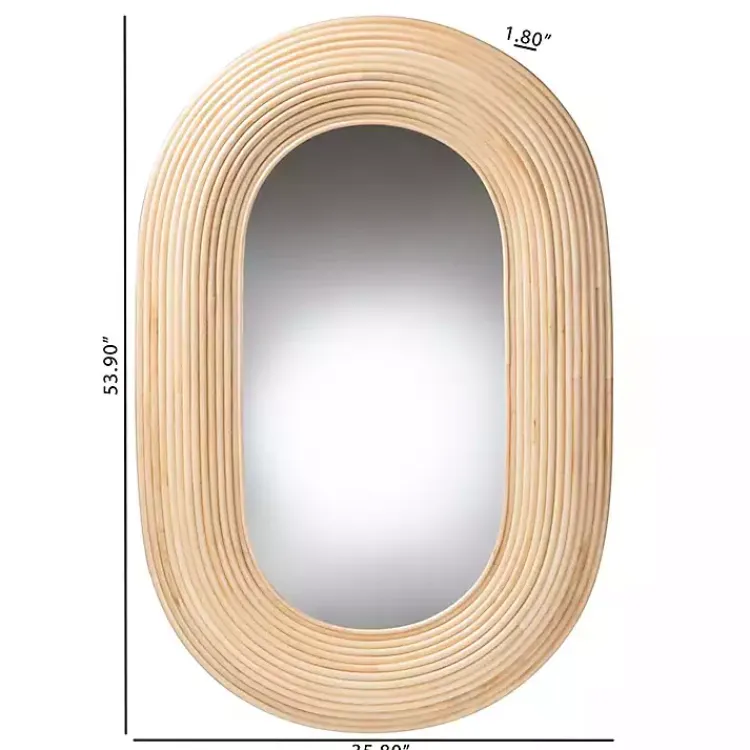 Decorative Mirrors-Kirklands Home Natural Rattan Boho Oval Wall Mirror