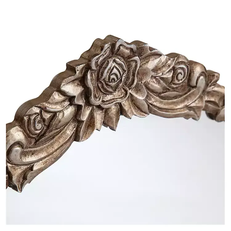 Decorative Mirrors-Kirklands Home Pewter Wood Carved Rosettes Wall Mirror