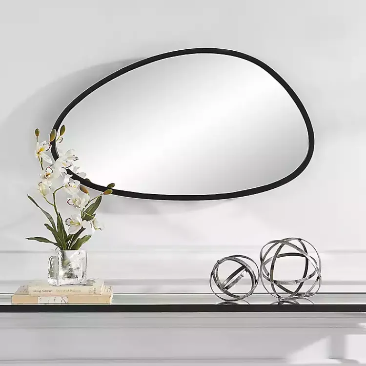 Decorative Mirrors-Kirklands Home Matte Black Modern Asymmetrical Wall Mirror