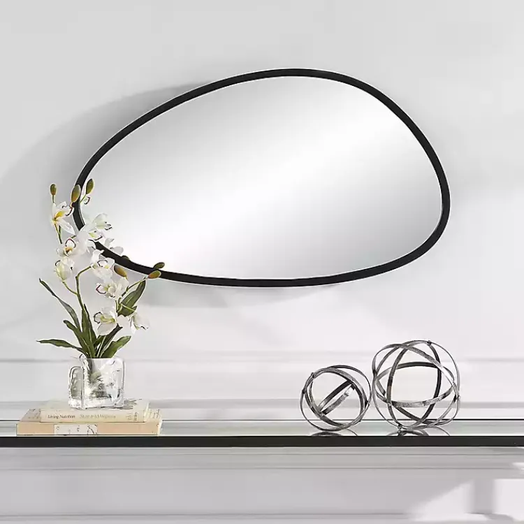 Decorative Mirrors-Kirklands Home Matte Black Modern Asymmetrical Wall Mirror