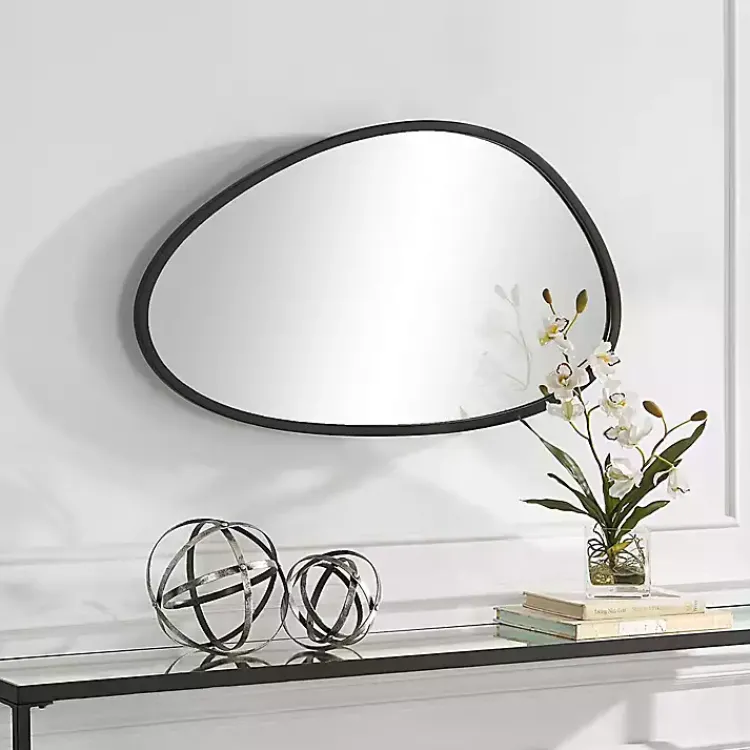 Decorative Mirrors-Kirklands Home Matte Black Modern Asymmetrical Wall Mirror