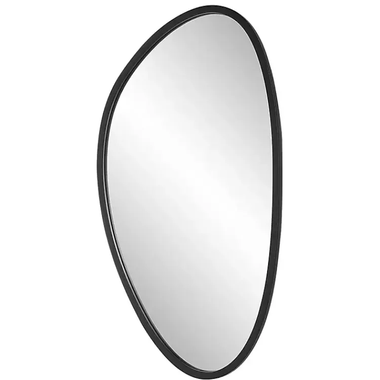 Decorative Mirrors-Kirklands Home Matte Black Modern Asymmetrical Wall Mirror