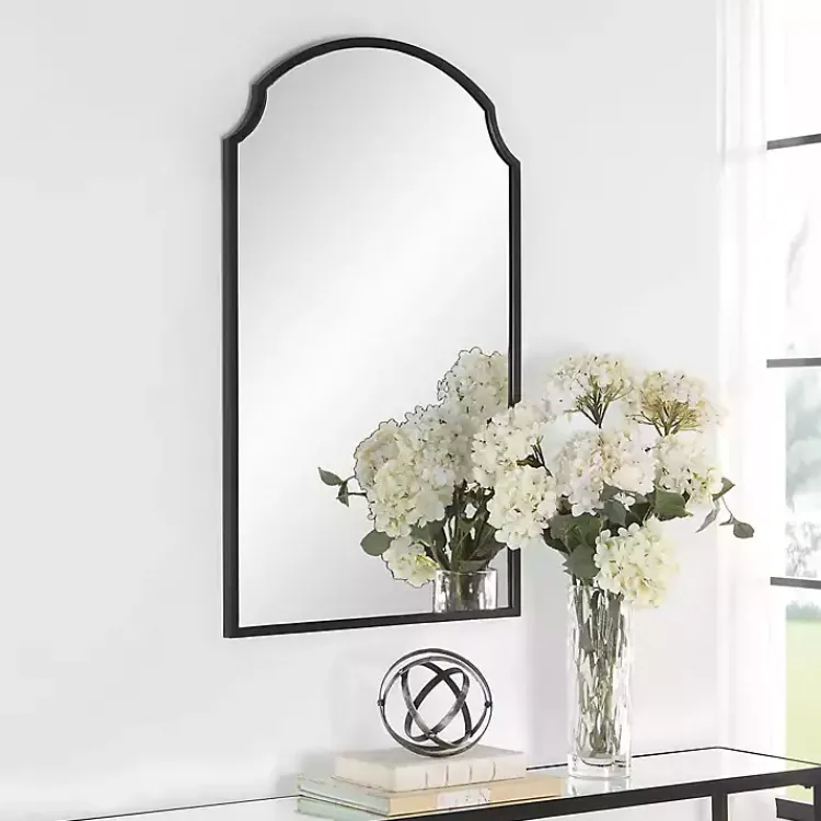 Decorative Mirrors-Kirklands Home Arched Scallop Edge Wall Mirror Black