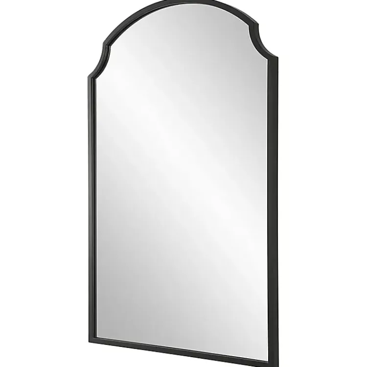 Decorative Mirrors-Kirklands Home Arched Scallop Edge Wall Mirror Black