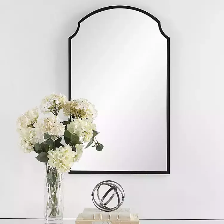 Decorative Mirrors-Kirklands Home Arched Scallop Edge Wall Mirror Black