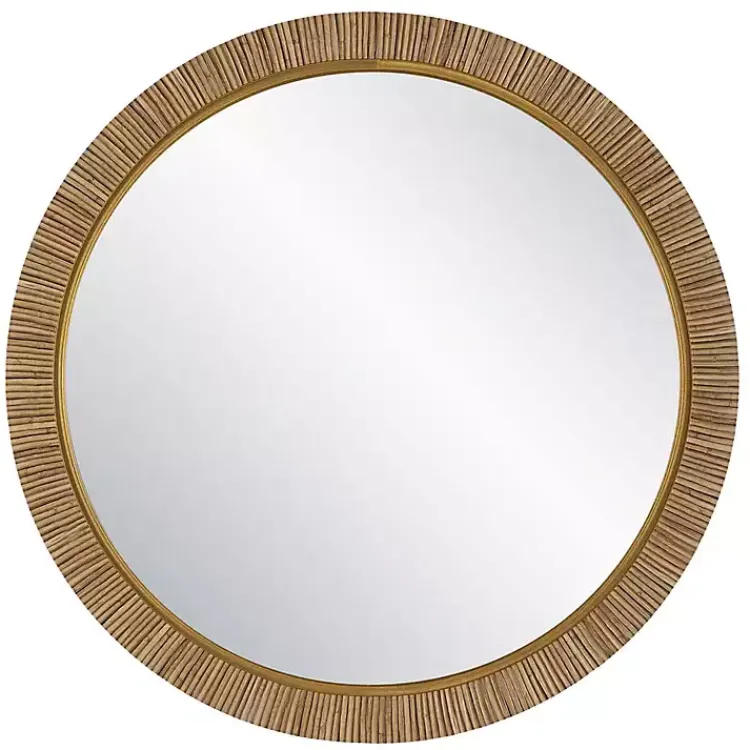 Decorative Mirrors-Kirklands Home Round Rattan Wall Mirror