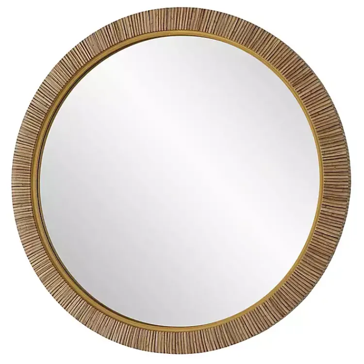 Decorative Mirrors-Kirklands Home Round Rattan Wall Mirror