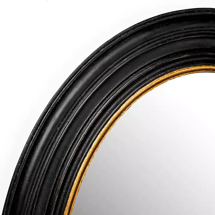 Decorative Mirrors-Kirklands Home Oval Bodiford Black and Gold Wall Mirror