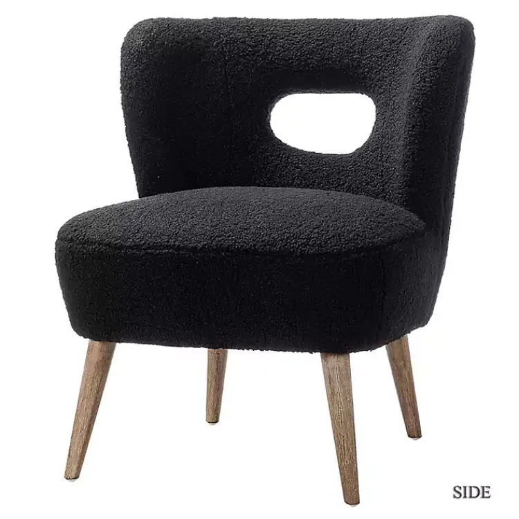 Accent Chairs-Kirklands Home Sherpa Barrel Accent Chair Black