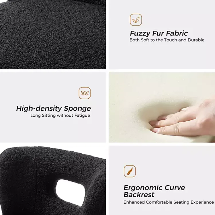 Accent Chairs-Kirklands Home Sherpa Barrel Accent Chair Black