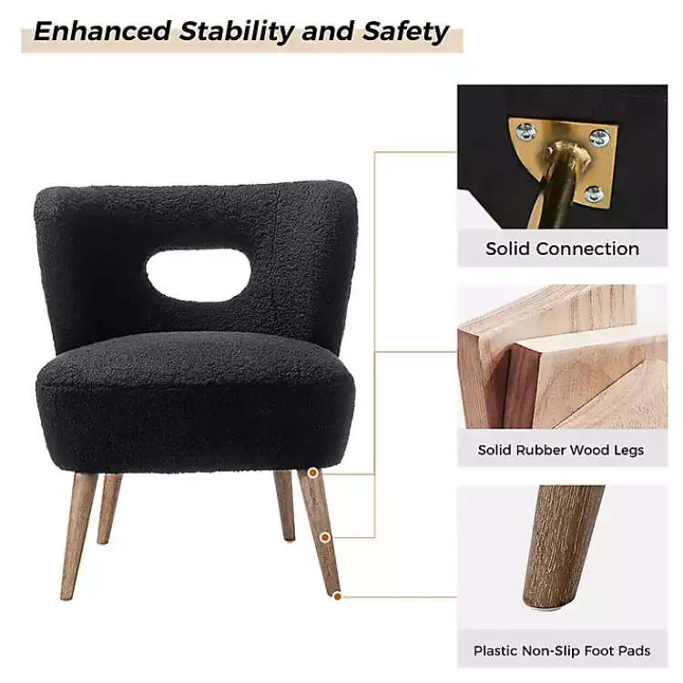 Accent Chairs-Kirklands Home Sherpa Barrel Accent Chair Black