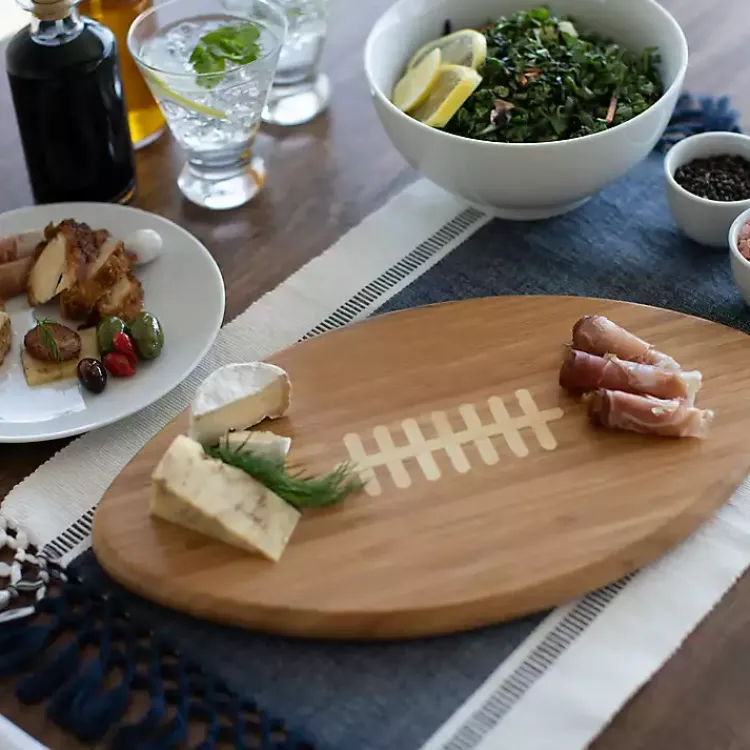 Serving & Entertaining-Kirklands Home Kansas City Chiefs Bamboo Football Cutting Board Tan