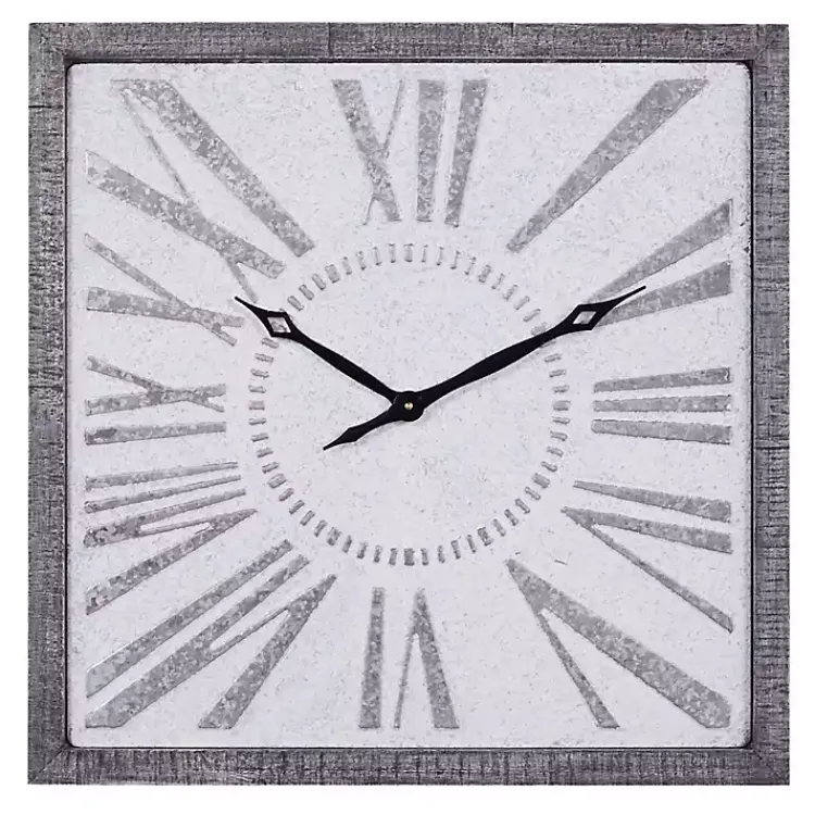 Clocks-Kirklands Home Square Galvanized Metal Wall Clock