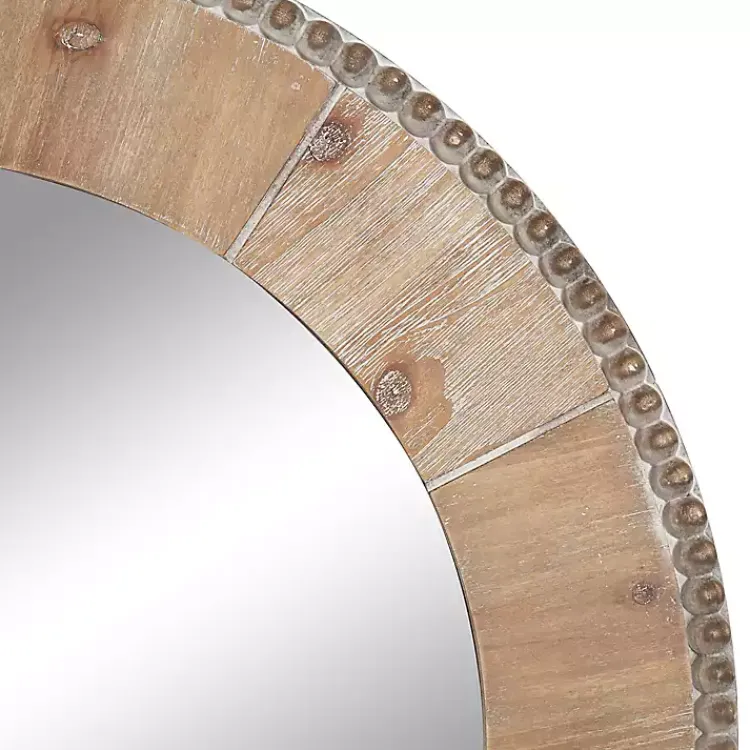 Decorative Mirrors-Kirklands Home Round Natural Calona Wood Wall Mirror