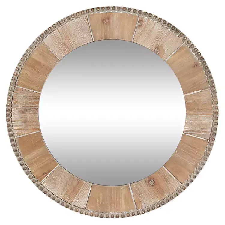 Decorative Mirrors-Kirklands Home Round Natural Calona Wood Wall Mirror