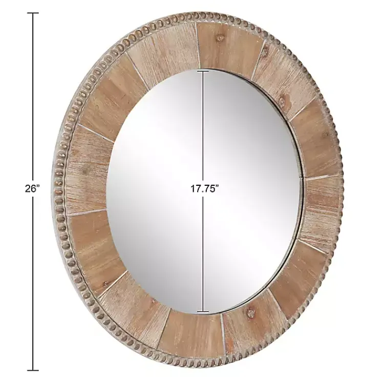 Decorative Mirrors-Kirklands Home Round Natural Calona Wood Wall Mirror