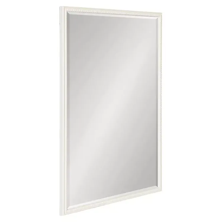 Decorative Mirrors-Kirklands Home White Vintage Beaded Wall Mirror, 36 in.