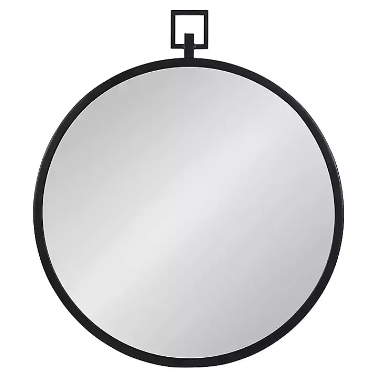 Decorative Mirrors-Kirklands Home Round Black Tabb Metal Wall Mirror
