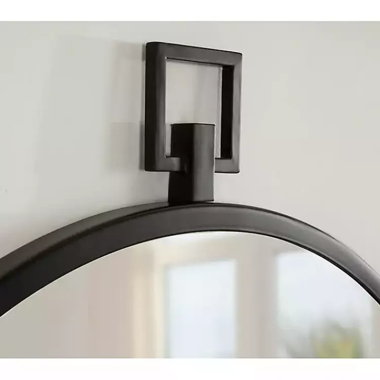 Decorative Mirrors-Kirklands Home Round Black Tabb Metal Wall Mirror