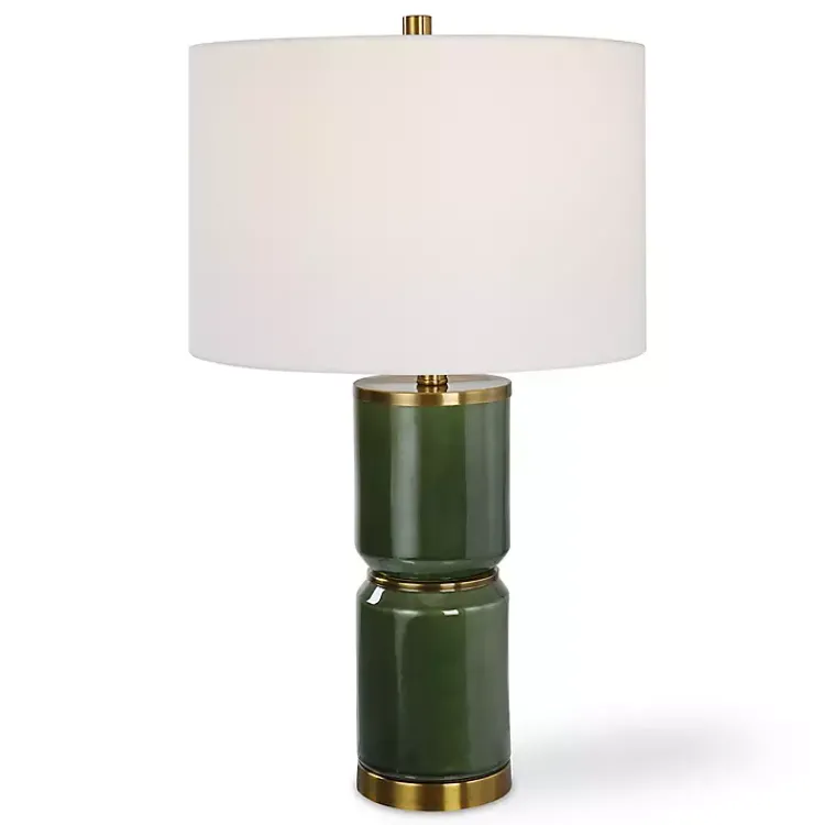 Table Lamps-Kirklands Home Dark Green and Gold Eva Table Lamp White