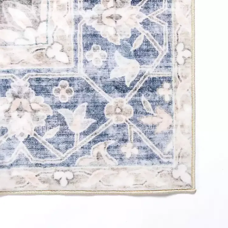 Area Rugs-Kirklands Home Lara Blue Medallion Washable Area Rug, 8x10