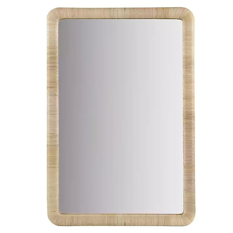 Decorative Mirrors-Kirklands Home Natural Rattan Frame Rectangle Wall Mirror