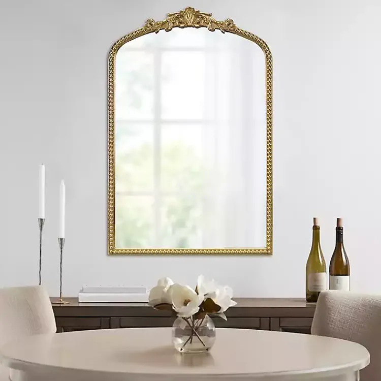 Decorative Mirrors-Kirklands Home Gold Lilbeth Baroque Beaded Wall Mirror